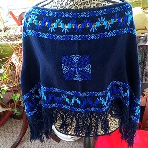 Poncho,Handmade, NWOT, Wool, Fringed Ladies
